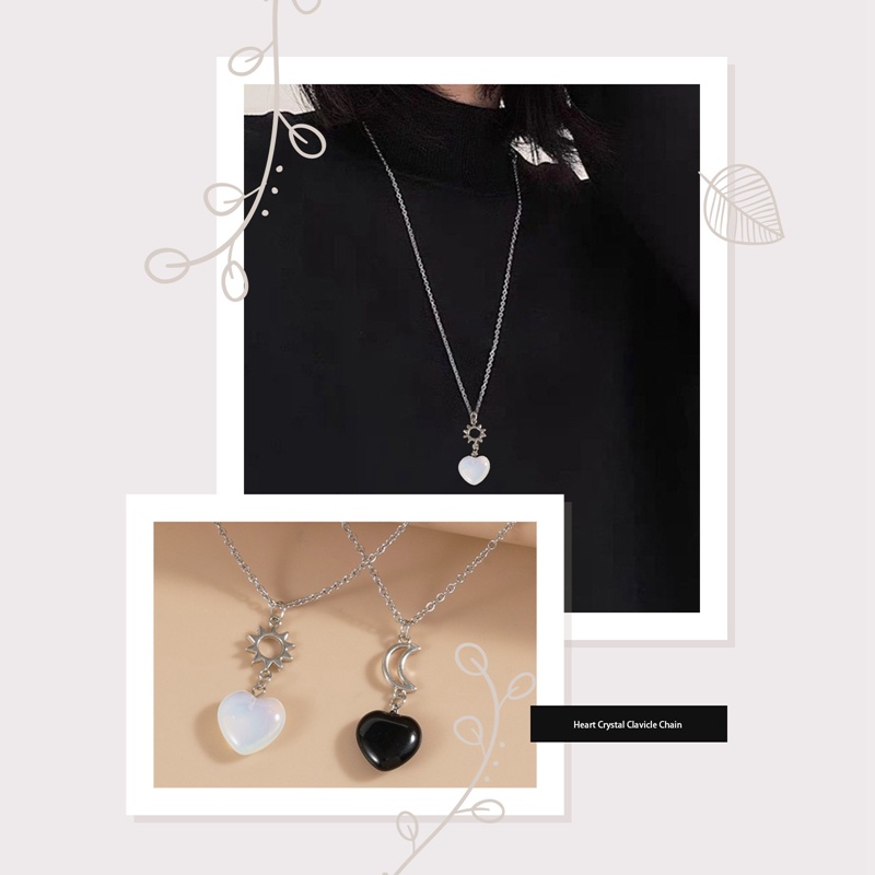 Fancyqube Kalung Persahabatan Dengan Liontin Batu Alami Bentuk Matahari Bulan Untuk Wanita