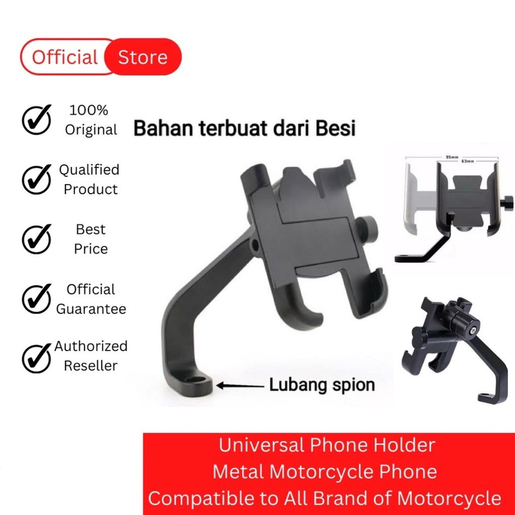 HOLDER HP UNIVERSAL SPION HOLDER BESI ALUMUNIUM DI SPION MOTOR UNIVERSAL