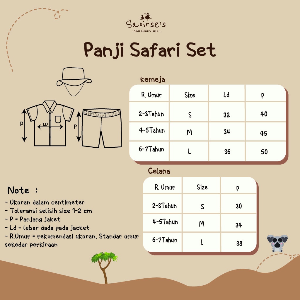 Saoirse's Panji Safari Set - Setelan Zoo Keeper anak Baju Adventure kostum pemburu petualang