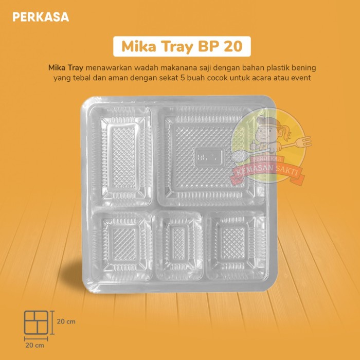 TERLARIS Mika Sekat Nasi Box / Box Nasi ukuran 20x20 / Tray Sekat 5 isi 100pcs - Sekat 5
