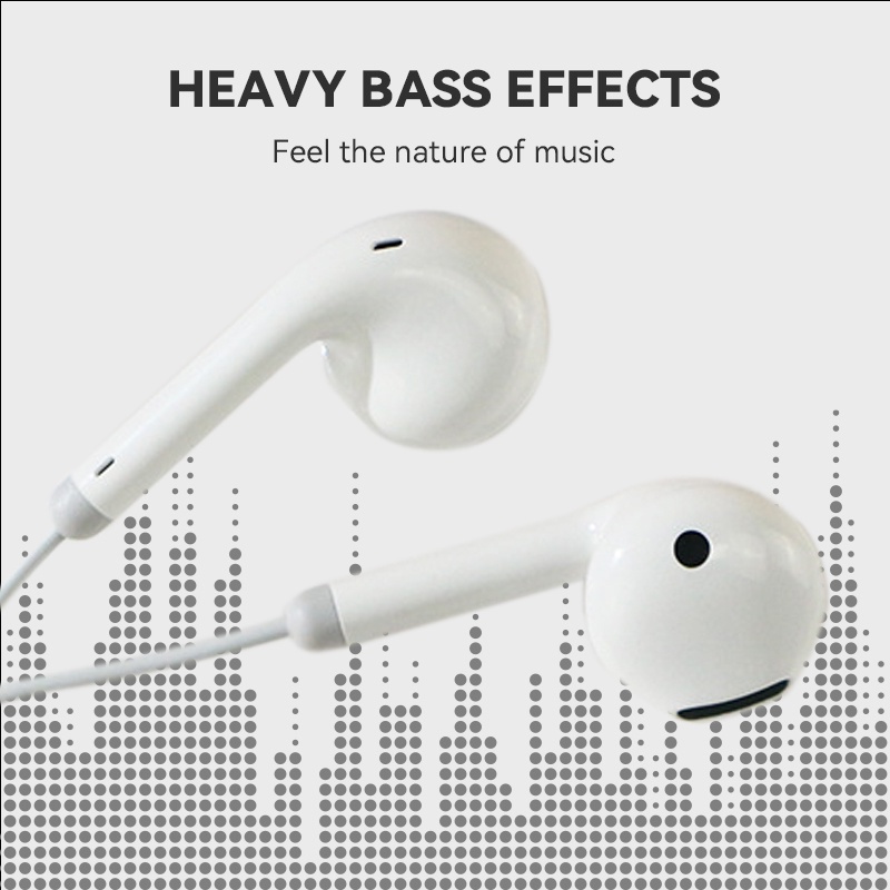 GOONE Earphone Heavy Bass Headphone Music Warna Putih 3.5mm Kabel Jack 1.2 m Headset Musik Hp Komputer