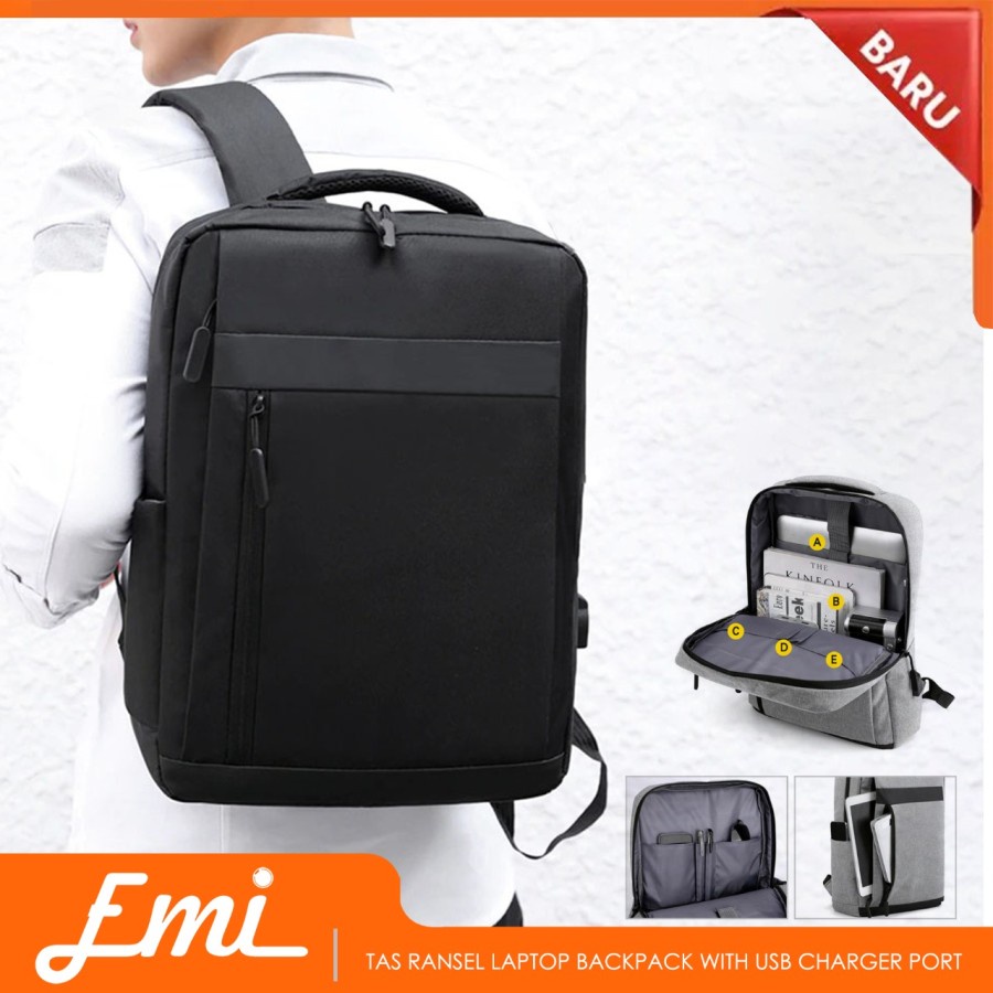 Tas Ransel Laptop Backpack with USB Charger Port New Model