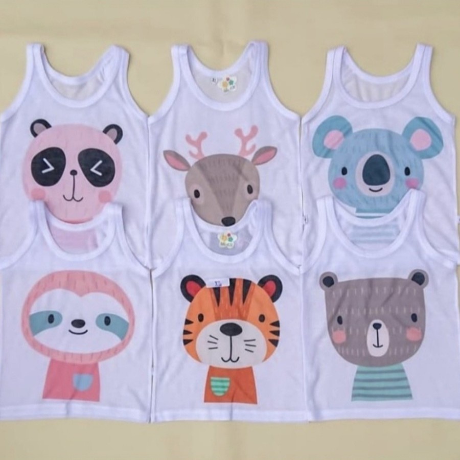 Singlet Kaos Bayi Motif Animal - Singlet Bayi Lucu Karakter