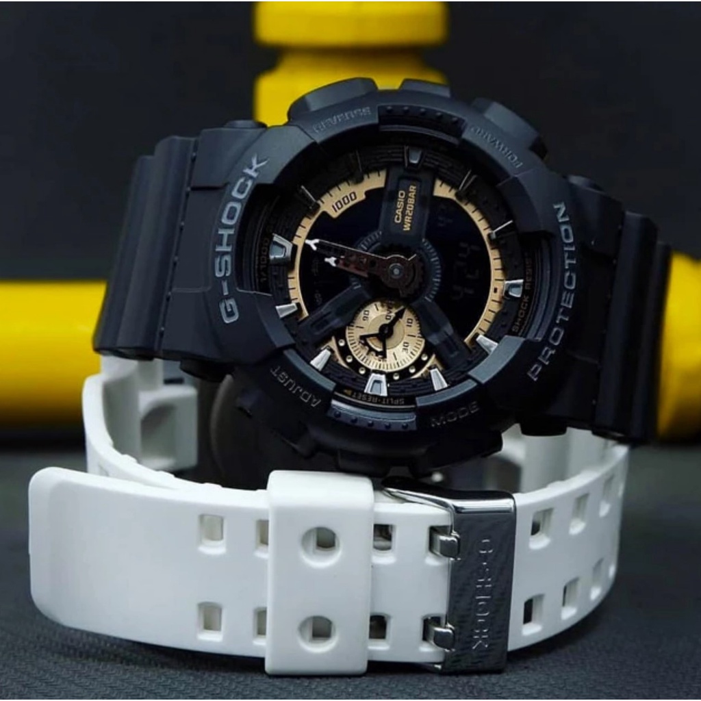 Casio Gshock GA-110RG-1A GA110 Digital Analog Watch Black Gold Autolight Fullset