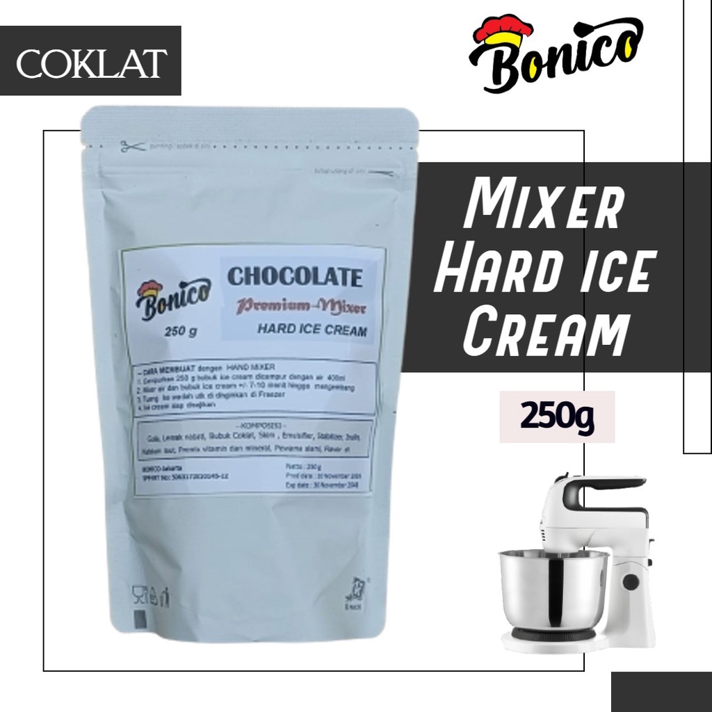 COKLAT Hard Mixer Premium 250gr Ice cream powder BONICO tepung serbuk Bubuk Es krim instan Chocolate