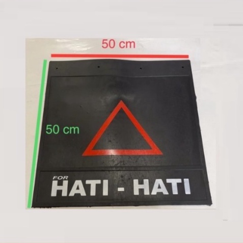 Karpet Lumpur Hati Hati 50 x 50 cm Truk Double Roda dan 26 x34 cm Single Roda L300 Engkel Pickup Box 2pcs (sepasang) bahan Rubber Mudguard tulisan hati hati