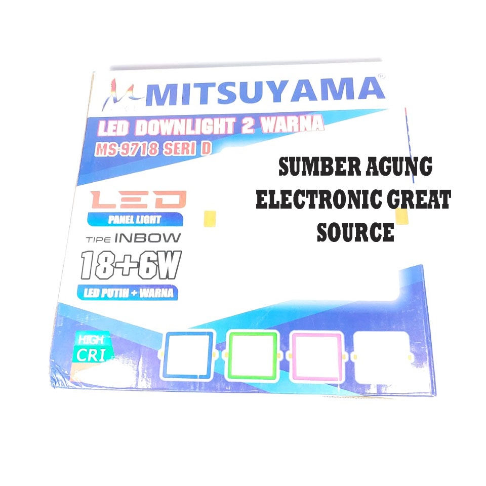 Mitsuyama MS9718 Seri D Kotak 18+6W Putih Kuning LED Panel Light Inbow Tanam Plafon