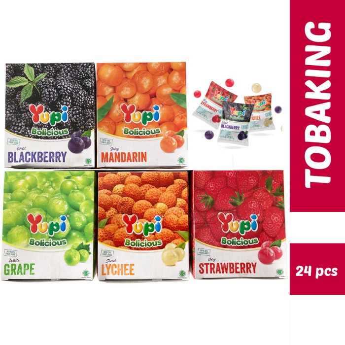 

YUPI Bolicious Box isi 24 Leci Strawberry Blackberry Mandarin Grape