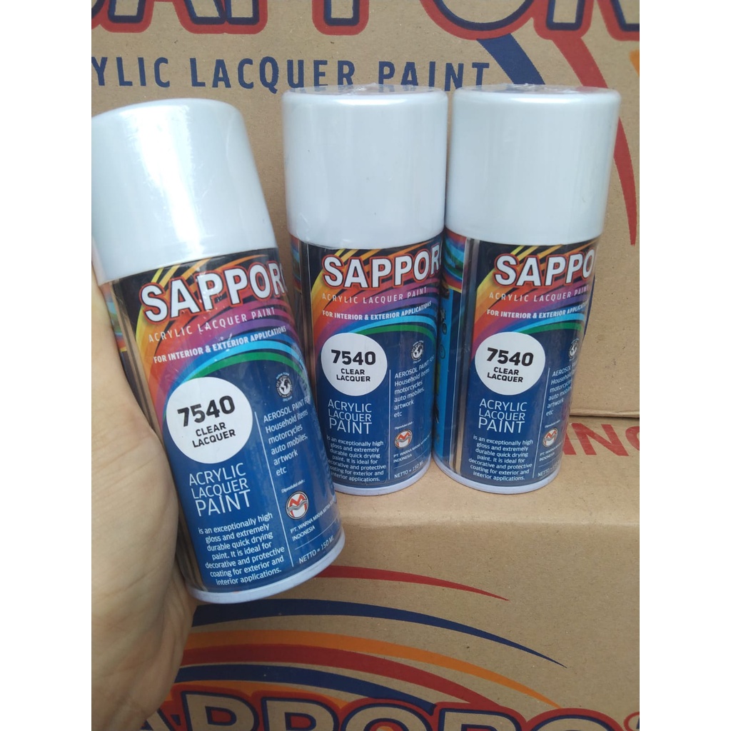 saporo acrylic lacquer paint pilok pilox cat spray sapporo 150ml saporo 7540 clear lacquer clear bening pernis vernis pengkilap glossy