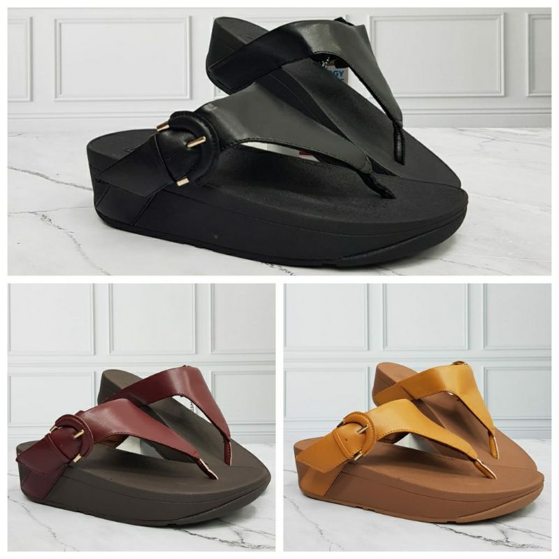 Sandal Jepit  FITFLOP SHINY LOTTIE BUCKLE Leather Flip / FITFLOP SHINY  SKINY FLIP WOMEN