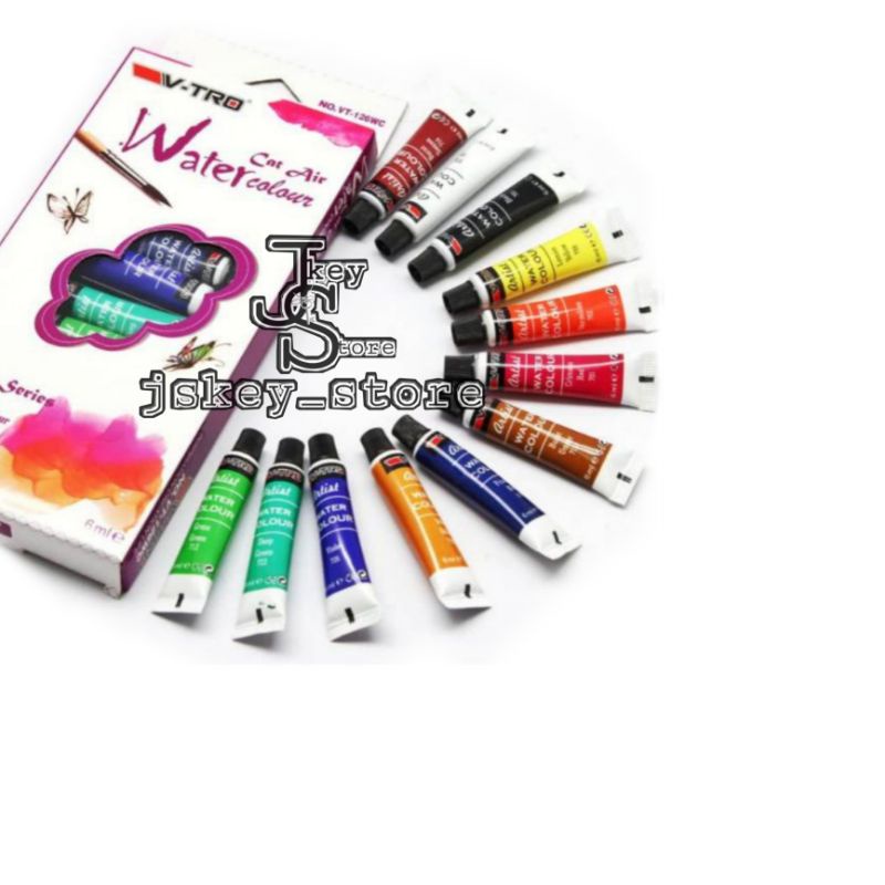 

Cat Air Set 12 Warna V-tro / Water Colour/ Cat Lukis Set 12