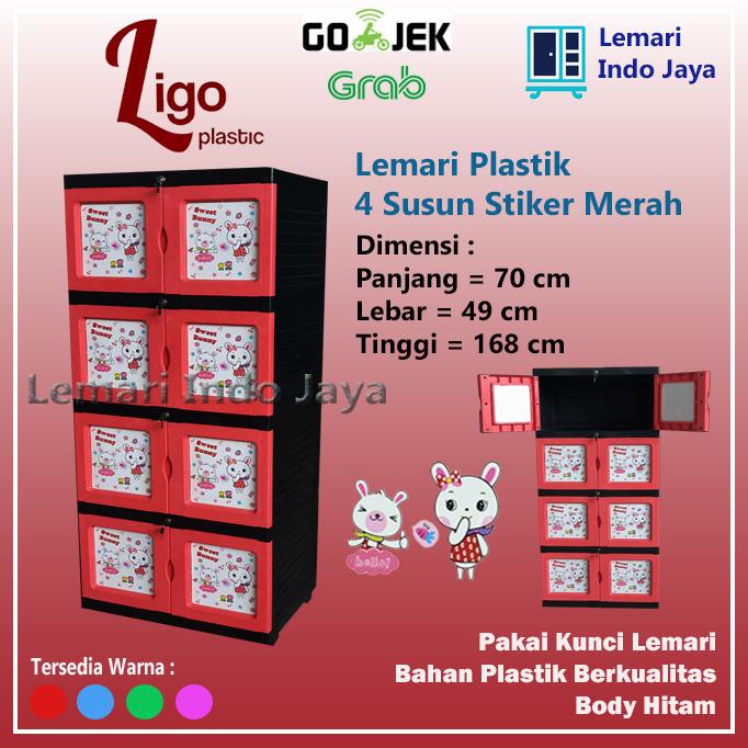 

Lemari Plastik 4 Susun Stiker LIGO (Merah, Biru, Hijau, dan Pink) stock ready
