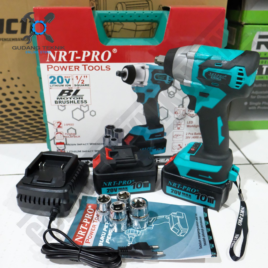 Mesin BOR Tangan Baut Mobil BATERAI 20V TX40DC NRT PRO / CORDLESS Impact Wrench Brushless Bolak Balik 20Volt TX-40 DC NRT PRO