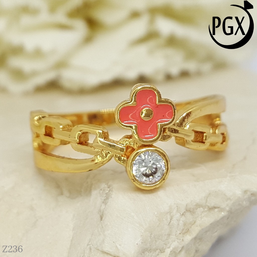 PGX Cincin Xuping Wanita Perhiasan Lapis Emas Aksesoris Fashion Premium - Z236