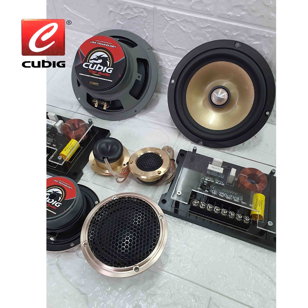 Cubig Gold Speaker Mobil 3-Way Split Components Kit
