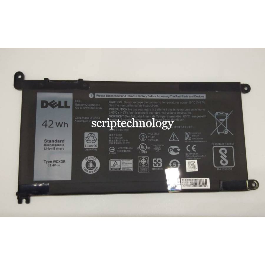 Baterai Ori Dell Latitude 3480 3580 3488 3490 42wh WDX0R WDXOR FW8KR