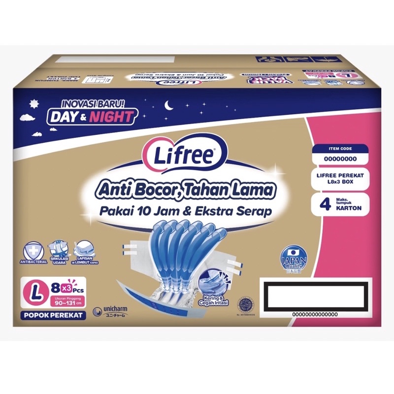 LIFREE Popok Perekat M/L/XL Box E-Pack Carton