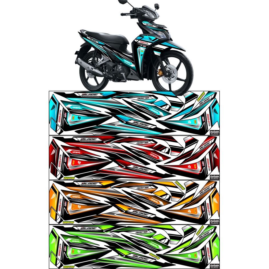 striping honda blade 125 variasi semi decal sticker racing honda simple motif grafis