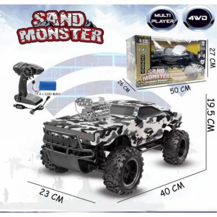 MAINAN MOBIL REMOT RC SAND MONSTER SKALA 1:10 BATRE CHARGE MURAH