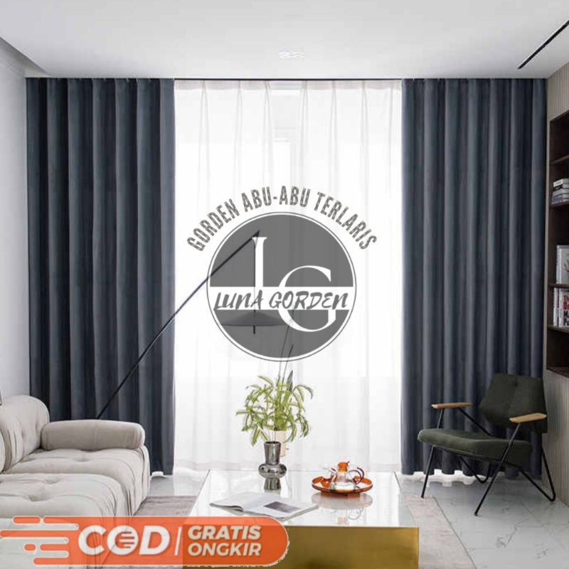 Gorden polos abu-abu terbaru/Gorden polos mewah/Gorden coklat/Gorden jendela