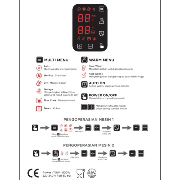 LB915 Baby Safe Complete Care System / Mesin Sterilizer Dry Slow Cooker Warmer Milk Steamer Kukus / Babysafe