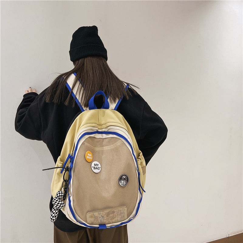 tas sekolah aesthetic ransel mini import sera✿✿Jepang ins niche desain rasa asli tas sekolah wanita kapasitas sera✿✿Jepang ins niche desain rasa asli tas sekolah wanita kapasitas besar kasual mahasiswa ransel pria retro ransel pasang