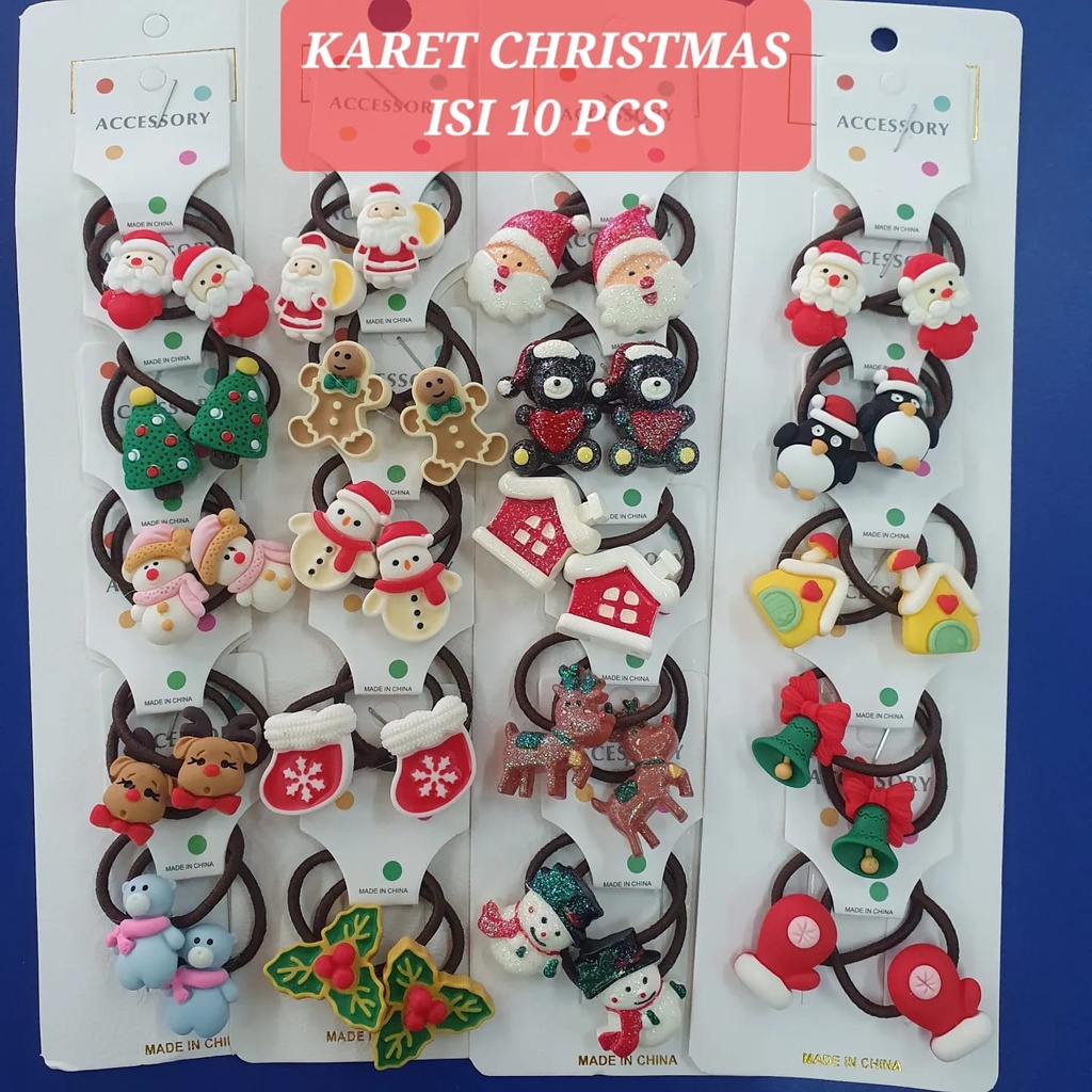 KARET CHRISTMAS IKAT RAMBUT AKSESORIS ANAK CEWEK IMPORT PERNAK PERNIK NATAL