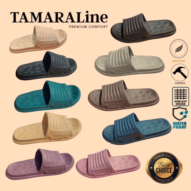 Sandal Selop Slide Slip on Karet Pria Wanita Unisex Dewasa / Remaja - TAMARALINE 228 / Bahan Premium Lentur Empuk Ringan Kuat Anti Slip Anti Air Model Sandal Casual Santai Rumah Hotel Outdoor Kamar Mandi Murah Original