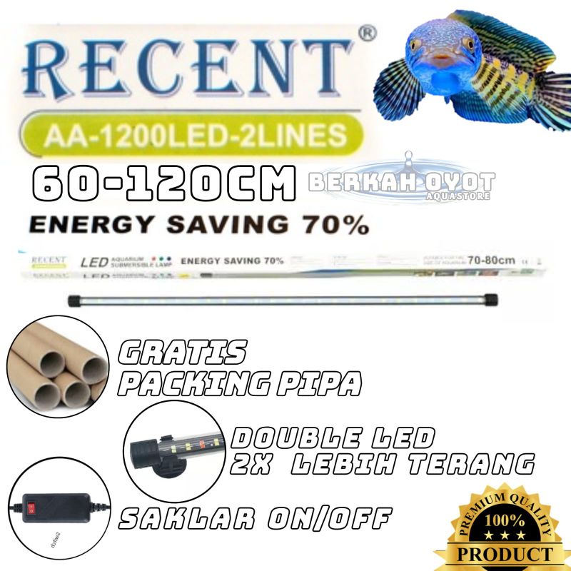 LAMPU LED CELUP AQUARIUM 60-70-80-90-100-120CM  RECENT AA ( DOUBLE LED )