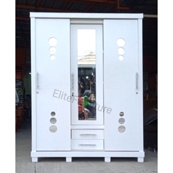 Lemari Baju 3Pintu Putih , Lemari Baju 3Pintu Geser , Lemari Pakaian Sliding , Lemari Pakaian 3Pintu