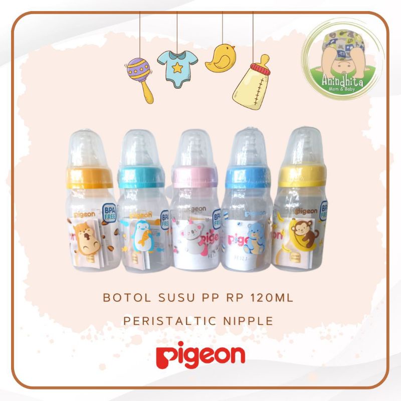 PIGEON Botol Susu 50ml / 120ml / 240ml PP RP with Peristaltic Nipple Baby Nursing Bottle BPA Free Botol Dot Bayi