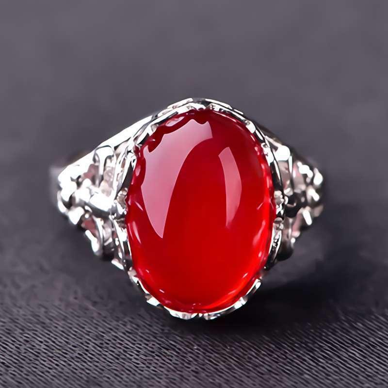 Cincin Wanita Lapis Silver Hias Ruby Adjustable Untuk Pernikahanprompestahadiah