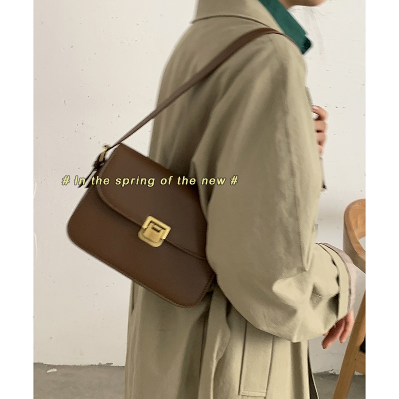 Suhao French niche tas ketiak wanita 2021 baru fashion trendi retro tas persegi kecil high-end tas messenger gaya asing