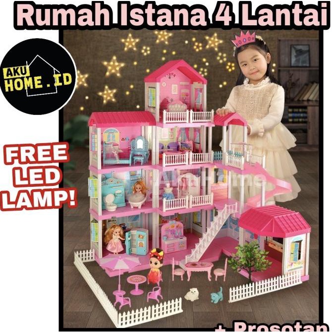 4 LANTAI Mainan Rumah Rumahan Anak Super Besar/ Istana Anak Castle LED stock ada