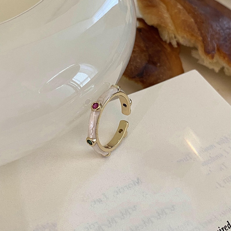 Cincin Model Terbuka Bentuk T Bahan Alloy Aksen Berlian Imitasi Gaya Korea Untuk Wanita