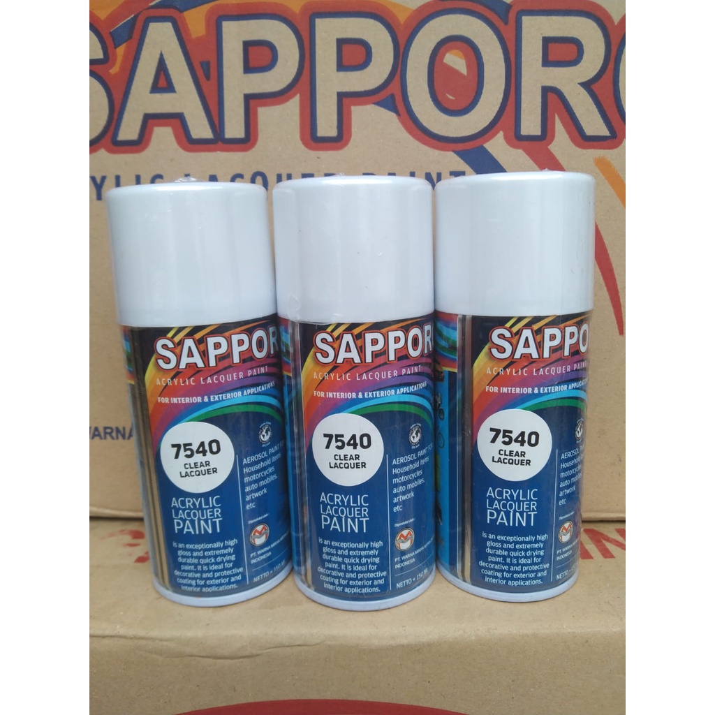 saporo acrylic lacquer paint pilok pilox cat spray sapporo 150ml saporo 7540 clear lacquer clear bening pernis vernis pengkilap glossy