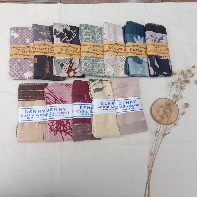 jilbab segiempat motif Laser cut Denay varisha/ calfin scraf