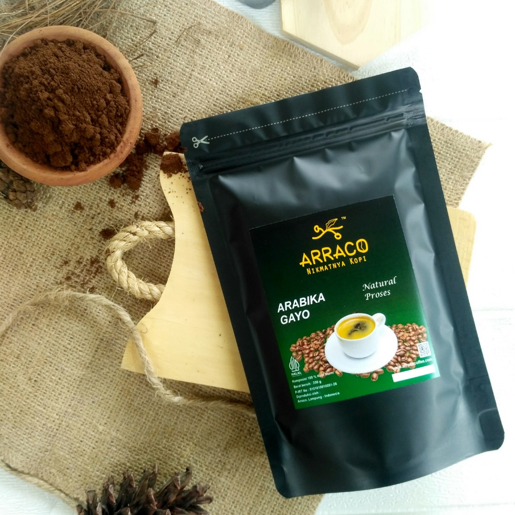 

Kopi ARRACO Arabika Gayo - Natural Proses Biji dan Bubuk