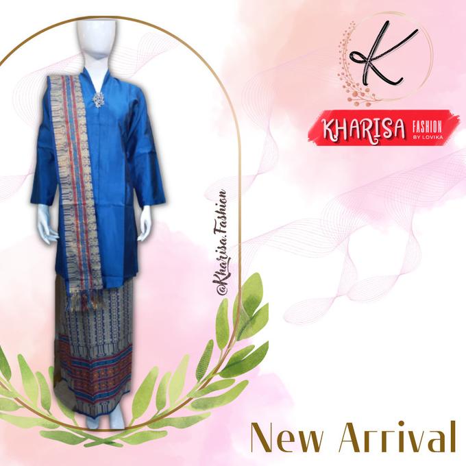 SETELAN KEBAYA TUNIK BIRU + SONGKET KATUN THAILAND