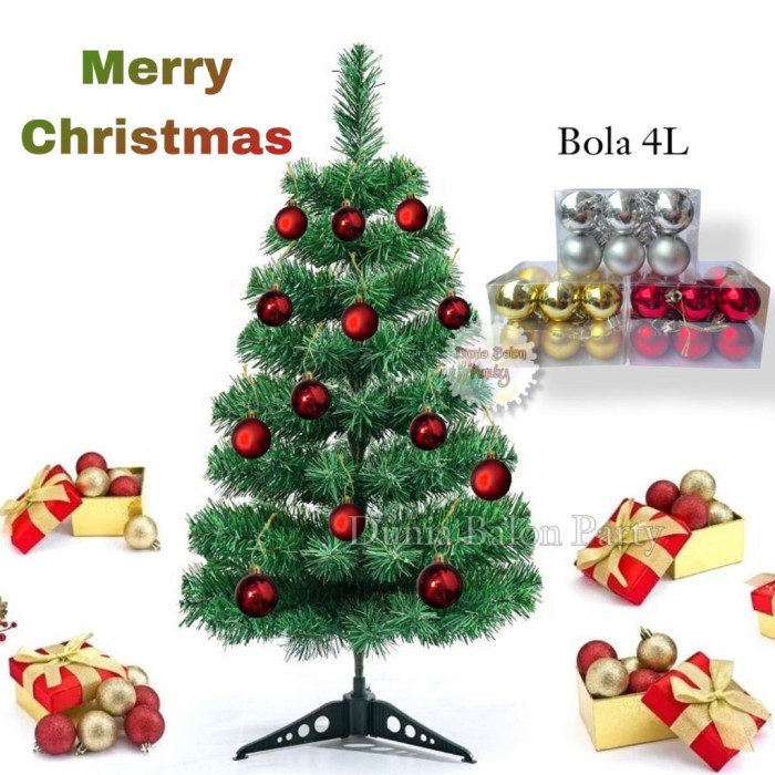 Set 12 Dekorasi Hiasan Pohon Natal Bola 4Ly PVC Metalik Doff