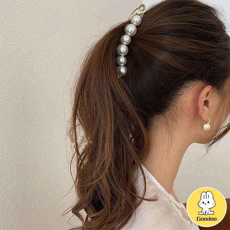 Jepit Rambut Pisang 10.5cm Mutiara Kristal Jepitan Ponytail  Salon Banana Ponytail Hair Claw Clips -Doo