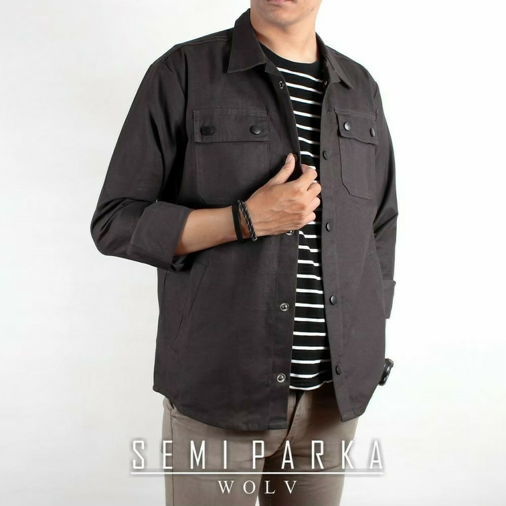 JAKET PRIA TERBARU CANVAS  S M L XL XXL TYPE KEMEJA SEMI PARKA CASUAL ORIGINAL ICON BDG