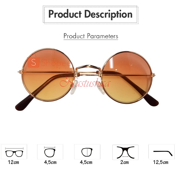 Boboho Kacamata Bulat Anak Laki Laki Perempuan Sunglasses Lensa Gradasi Kaca Mata Bulet Gaya Murah Cowok Cewek Keren NOCASE
