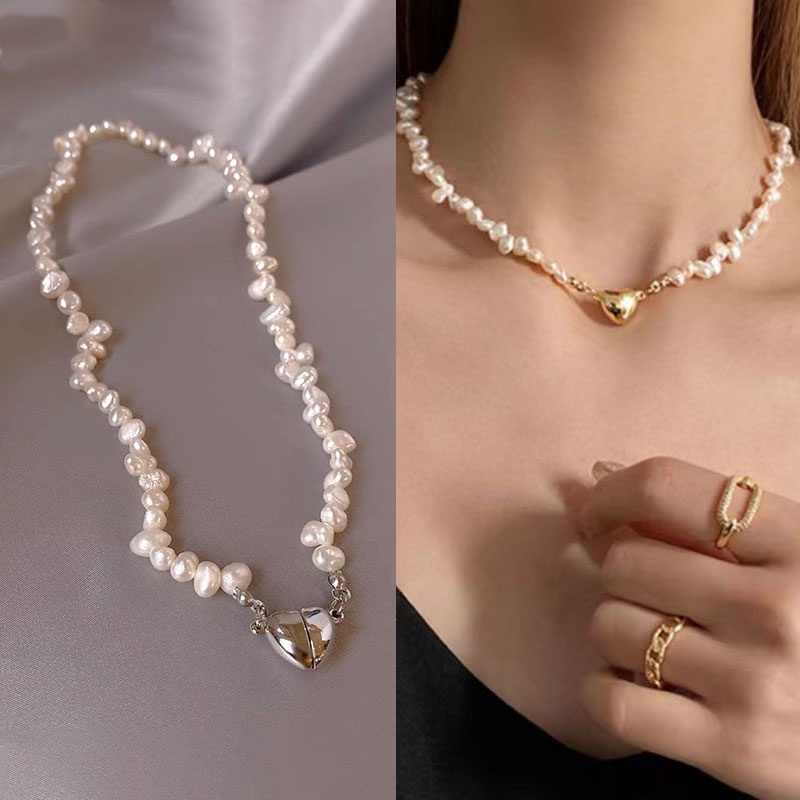 Kalung Magnet Bentuk Hati Gaya Retro Perancis