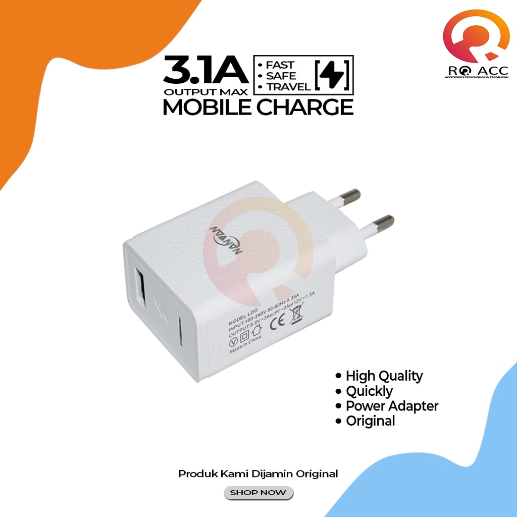 [RO ACC] CX-180 NANVAN CHARGER FAST CHARGING QUALCOMM 3.0 3A ALL TIPE HP