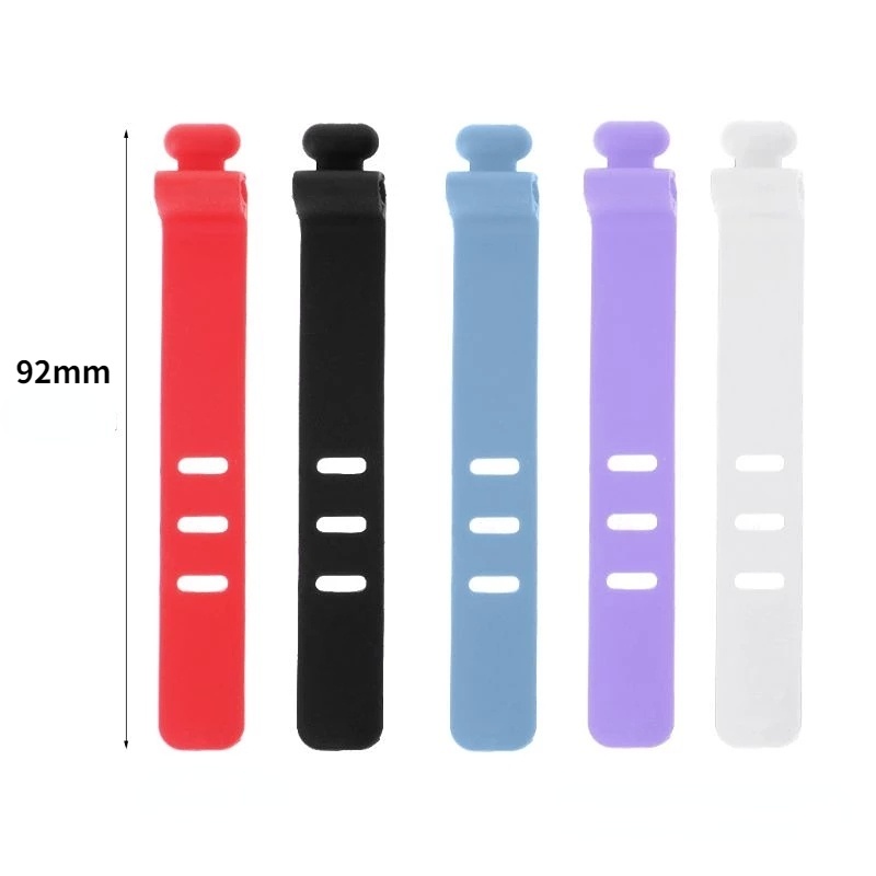 1 / 5Pcs Strap Pengikat Kabel Data / USB / Headphone 3 Lubang Bahan Silikon Flexible