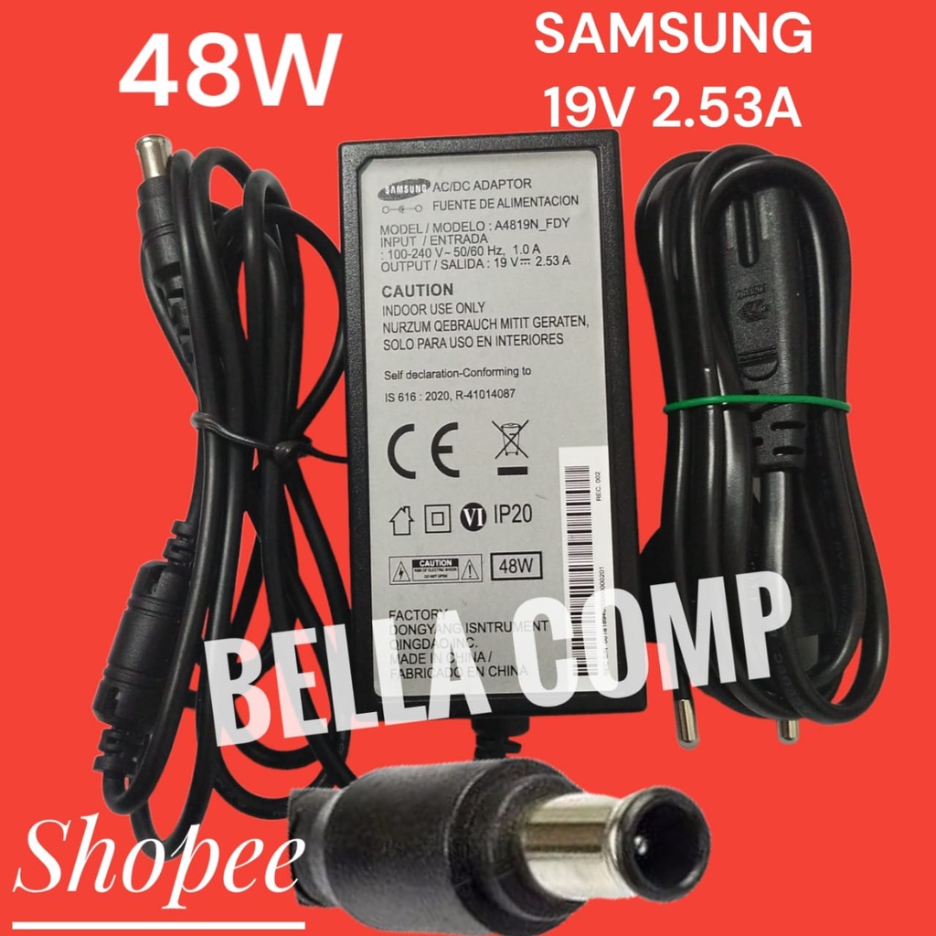 Adaptor Charger TV LED LCD MONITOR Samsung 19V 2.53A 48W For Samsung A4819-FDY BN44-00835A A5919_FSM UN32J400 UN32J400DAFXZA UN32J5003 UN32J5003AF UN32J5003AFXZA UN32J5205 UN32J5205AF UN32J5205AFXZA UN32J525D UN32J525DAF UN32J525DAFXZA