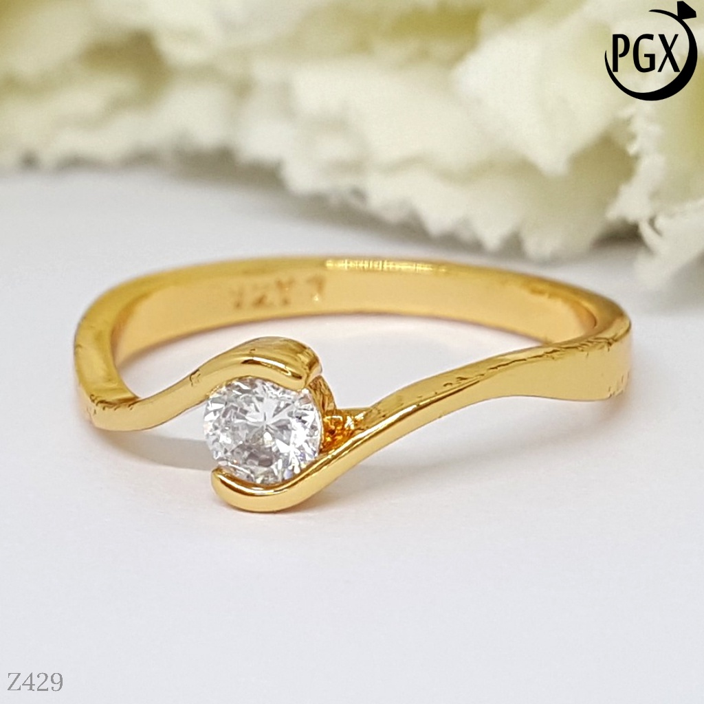 PGX Cincin Xuping Wanita Perhiasan Lapis Emas Aksesoris Fashion Premium - Z429