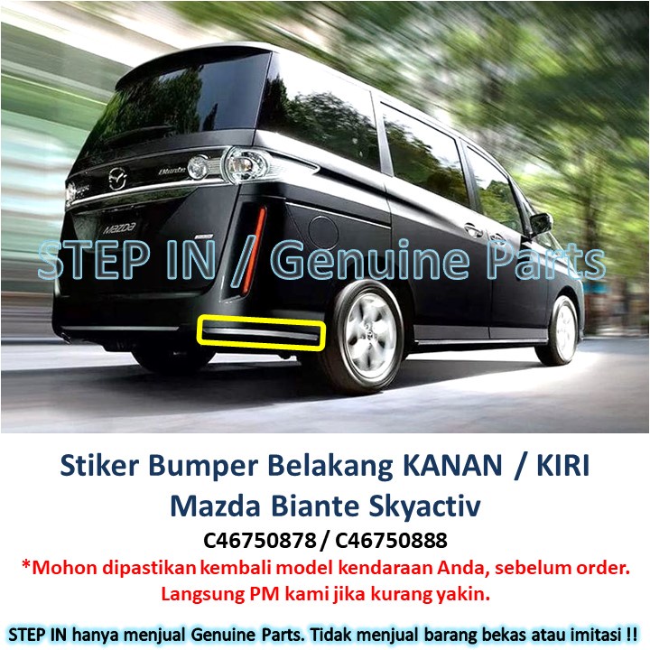 Stiker Bemper MAZDA BIANTE SKYACTIV Sticker bumper original Genuine part baru standard ori Depan Bel