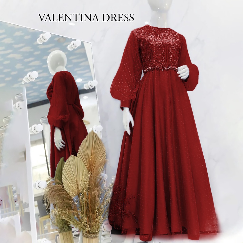 MAXY VALENTINA MUTIARA, BRUKAT TILE FURING, DRESS MAXY, 3 UKURAN